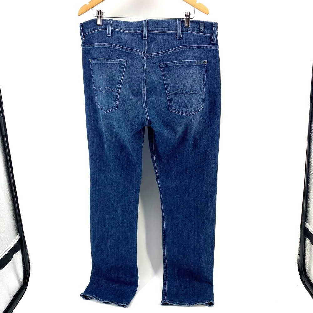 7 For All Mankind Carsen Men Jeans Medium Wash 38x35 Easy Fit Straight Stretch - Picture 4 of 4